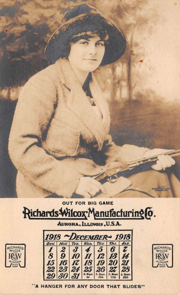 Aurora Illinois Richards Wilcox Mfg 1918 Dec Lady with Gun Real Photo AA76727