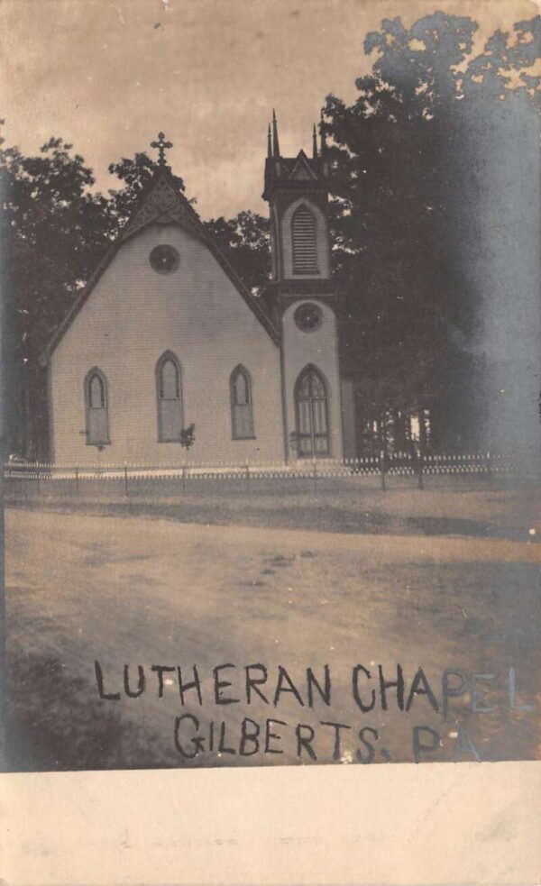 Gilberts Pennsylvania Lutheran Chapel Real Photo Vintage Postcard AA76744