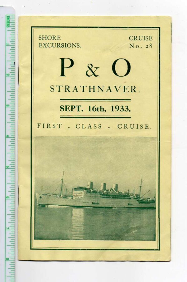 Peninsular Oriental Steam Nav RMS Strathnaver Itinerary Booklet AA76784