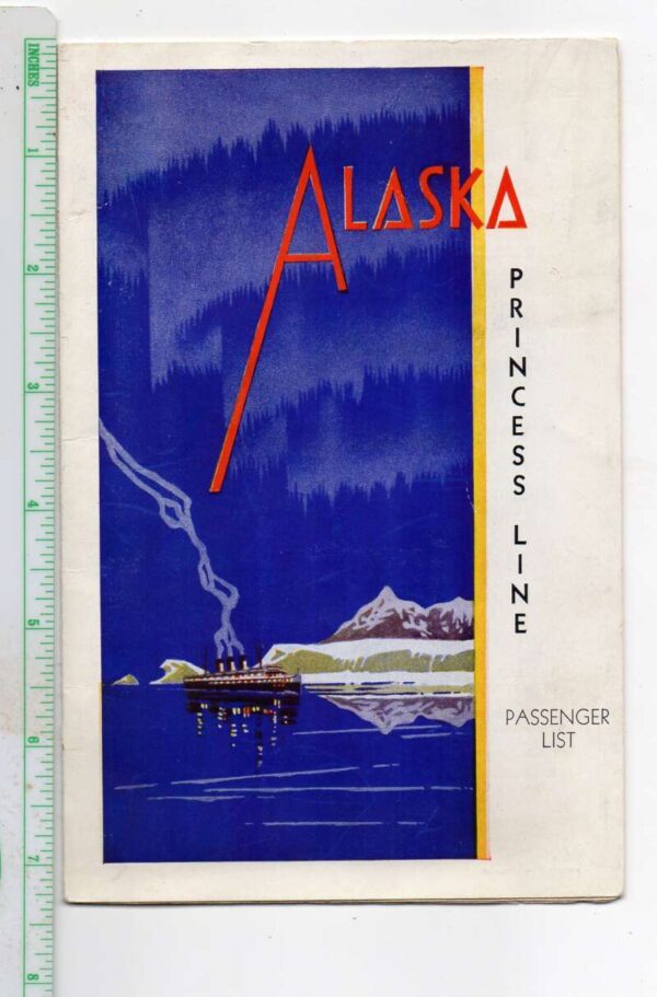 Alaska Princess Line 1939 Princess Charlotte Passenger List Vintage AA76785