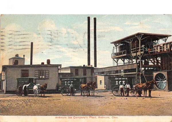 Ardmore Oklahoma Ardmore Ice Plant Delivery Wagons Vintage Postcard AA76788