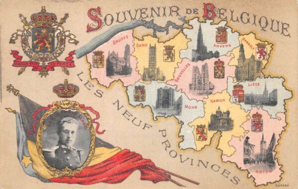 Belgique Belgium Map of Provinces SAR Prince Albert Royalty Postcard AA76799