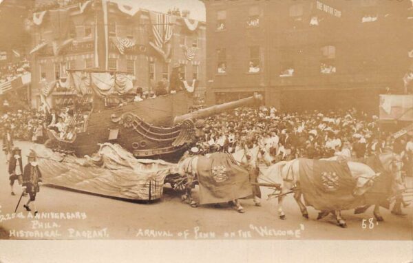 Philadelphia Pennsylvania Historical Pageant Parade Ship Float RPPC AA76837