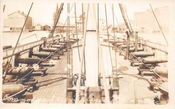 Commodore Perry's Flagship Niagara Cannons on Deck Real Photo Postcard AA76842