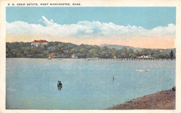 West Manchester Massachusetts ES Grew Estate View from Water Postcard AA76852