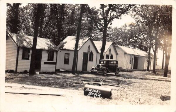 Brooks Beach Amos n Andy Cabins Real Photo Vintage Postcard AA76863