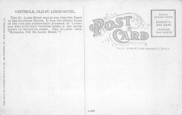 New Orleans Louisiana Old St Louis Hotel Vestibule Vintage Postcard AA76880 - Image 2