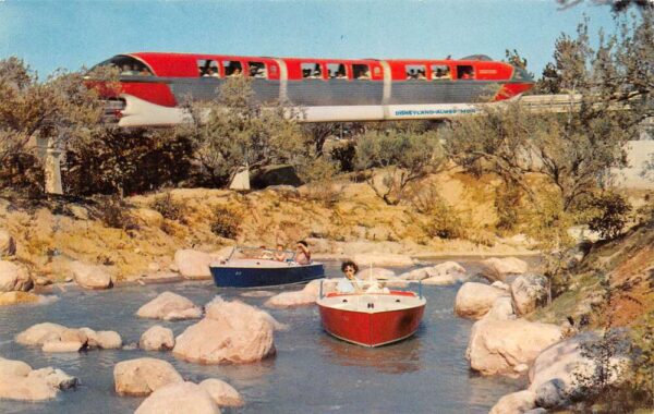 Anaheim California Disneyland Monorail Boats, Chrome, Vintage Postcard U15041