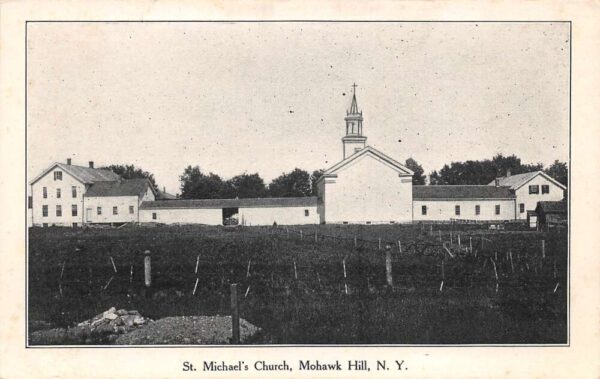 Mohawk Hill New York St. Michael's Church, B/W Lithograph Vintage PC U15076