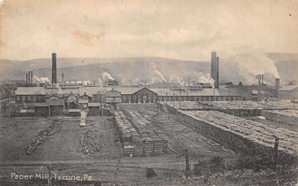 Tyrone Pennsylvania Paper Mill Birds Eye View Vintage Postcard AA77219