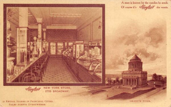 New York City Huyler's Candy Store and Grants Tomb Vintage Postcard AA77294