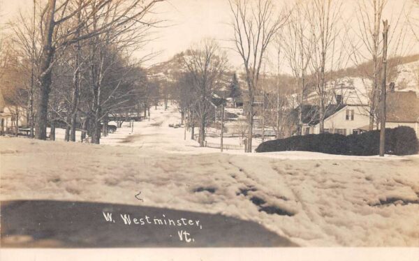 West Westminster Vermont Street Scene Winter Snow Real Photo Postcard AA77319