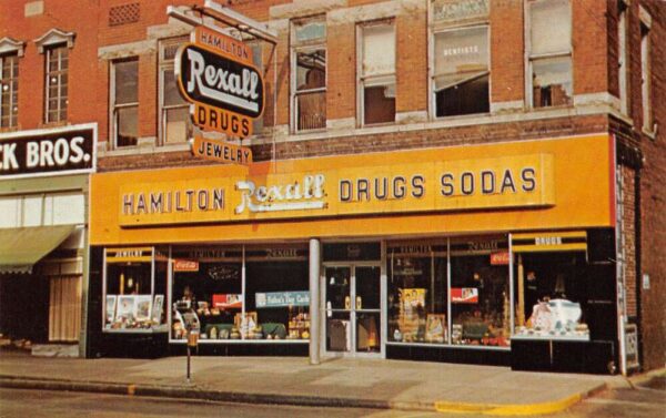 Linton Indiana Rexall Hamilton Drugs Vintage Postcard AA79474