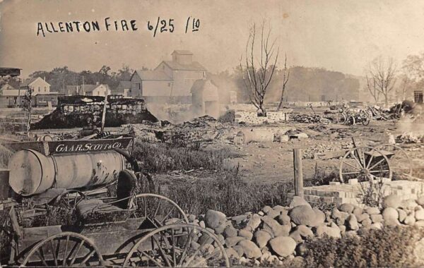 Allentown Wisconsin 1910 Fire Disaster Real Photo Vintage Postcard AA79580