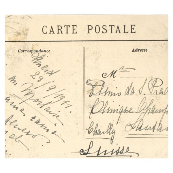 A postcard with writing on it