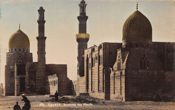 Cairo Egypt Tombs of the Khalifs Tinted Real Photo Vintage Postcard AA81935