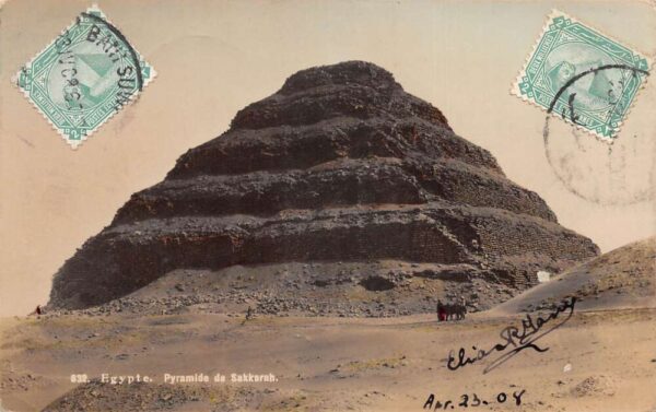 Giza Egypt Sakkarah Saqqara Pyramid Necropolis Tinted Real Photo PC AA81936