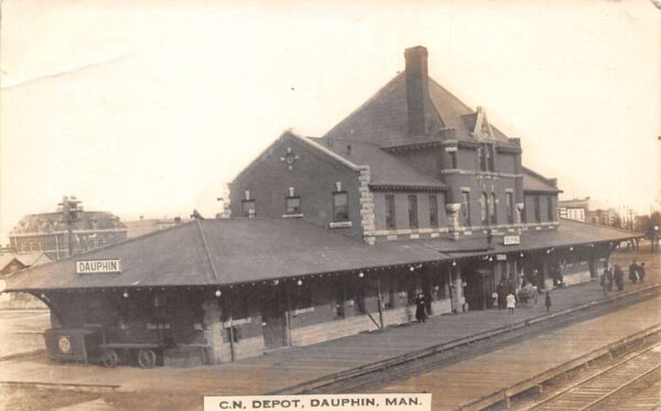 Dauphin Manitoba Canada CN Depot Train Station Real Photo Postcard AA93356