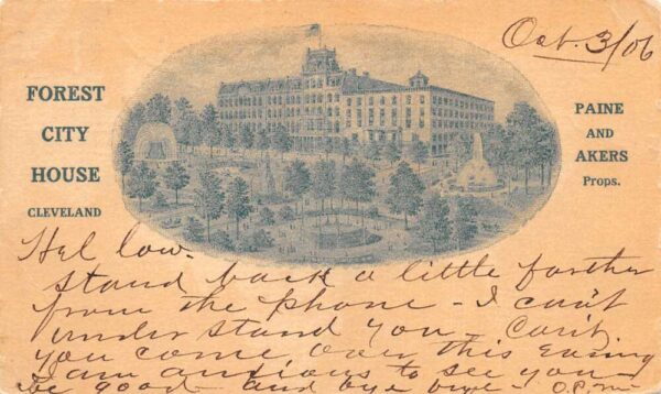 Cleveland Ohio Forest City House Vintage Postcard AA93383