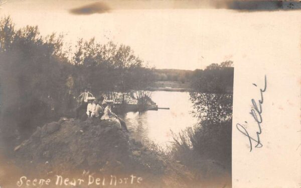 Delta Ohio Scene near Del Norte People on Rocks Real Photo Postcard AA93396