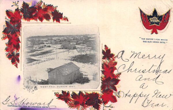 Zurich Ontario Canada West End Birds Eye View Maple Leaf Border PC AA93400