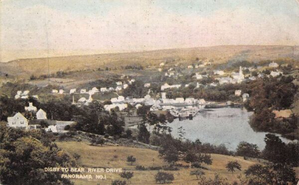 Digby Nova Scotia Canada Panorama View to Bear River Drive Postcard AA93428