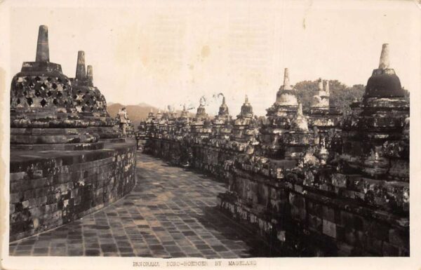 Boroboedoer Java Indonesia Temple Panorama by Magelang Real Photo PC AA93435