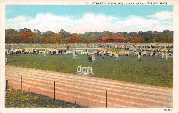 Detroit Michigan Bell Isle Park Athletic Field Vintage Postcard AA93452