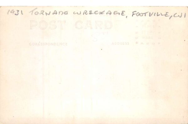 Footville Wisconsin 1931 Tornado Wreckage Disaster Real Photo Postcard AA93463 - Image 2