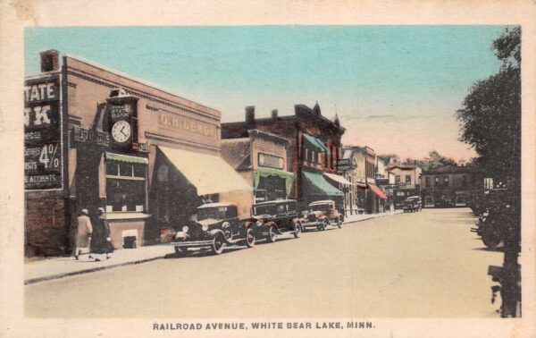 White Bear Lake Minnesota Railroad Avenue Street Scene State Bank PC AA93477