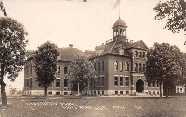 White Bear Lake Minnesota Washington School Real Photo Vintage Postcard AA93478