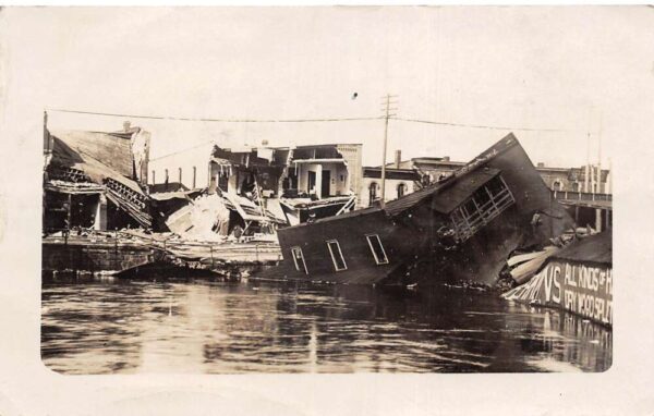 Albion Michigan Collapsed Buildings after Flood Disaster Real Photo PC AA93484