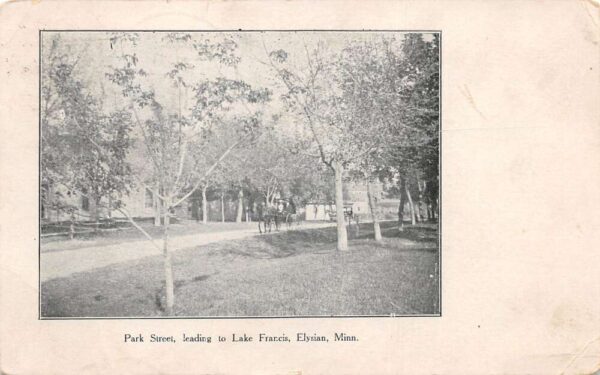 Elysian Minnesota Park Street to Lake Francis Vintage Postcard AA93497