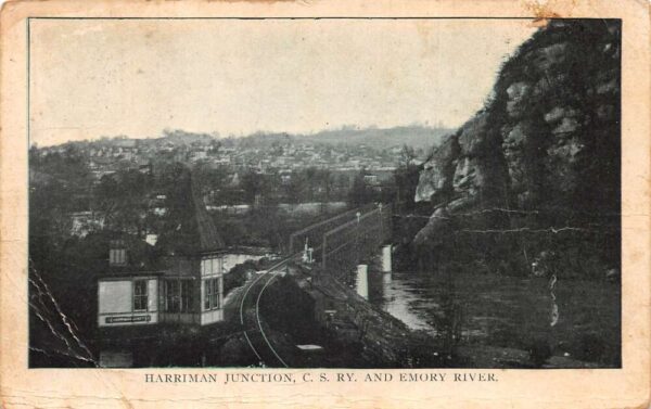 Harriman Junction Tennessee Railroad Bridge and Emory River Postcard AA93499