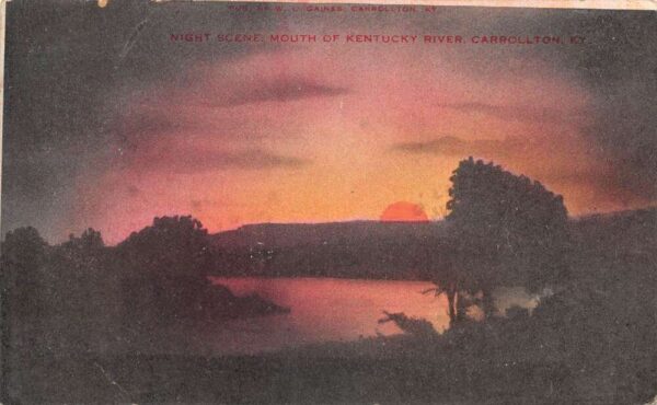 Carrollton Kentucky Mouth of Kentucky River Night Scene Vintage Postcard AA93502