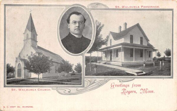 Rogers Minnesota St Walburga Church Vintage Postcard AA93505