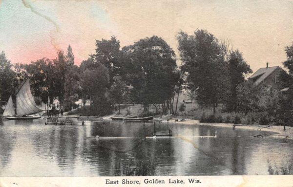 Golden Lake Wisconsin East Shore Scenic View Vintage Postcard AA93506