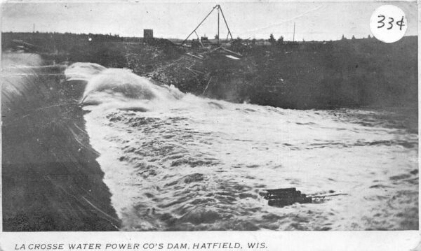 Hatfield Wisconsin La Crosse Water Power Dam Vintage Postcard AA93510