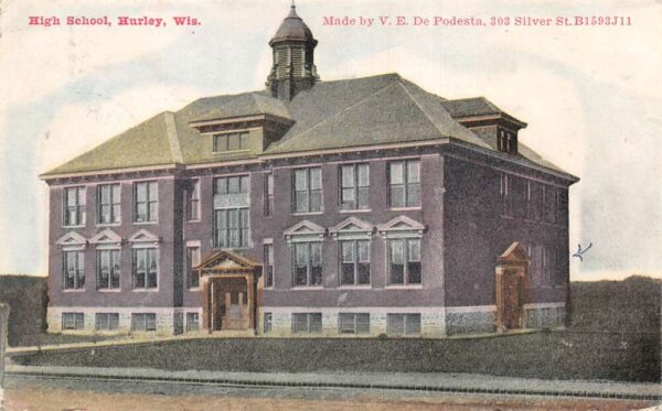 Hurley Wisconsin High School Vintage Postcard AA93513