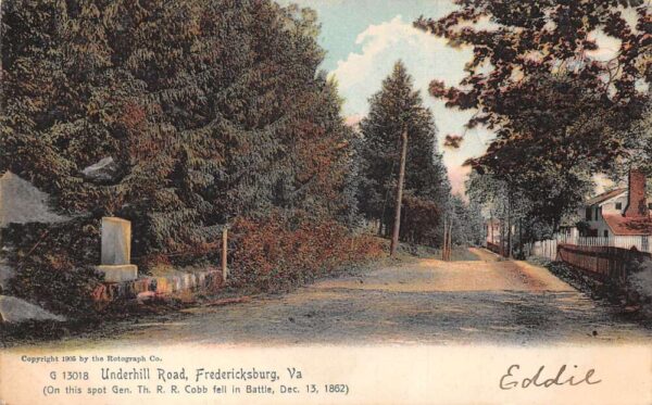 Fredericksburg Virginia Uderhill Road Street Scene Vintage Postcard AA93517