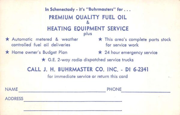 Schenectady New York Buhrmaster Heating Oil Truck Vintage Non PC AA93522 - Image 2