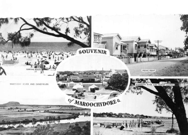 Maroochydore Australia Beach Scene Picnic Point Multiview Real Photo PC AA93525