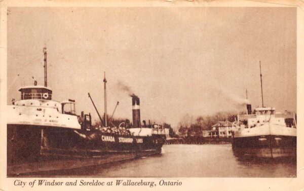 Wallaceburg Ontario Canada Windsor and Sareldoc Steamer Vintage Postcard AA93539