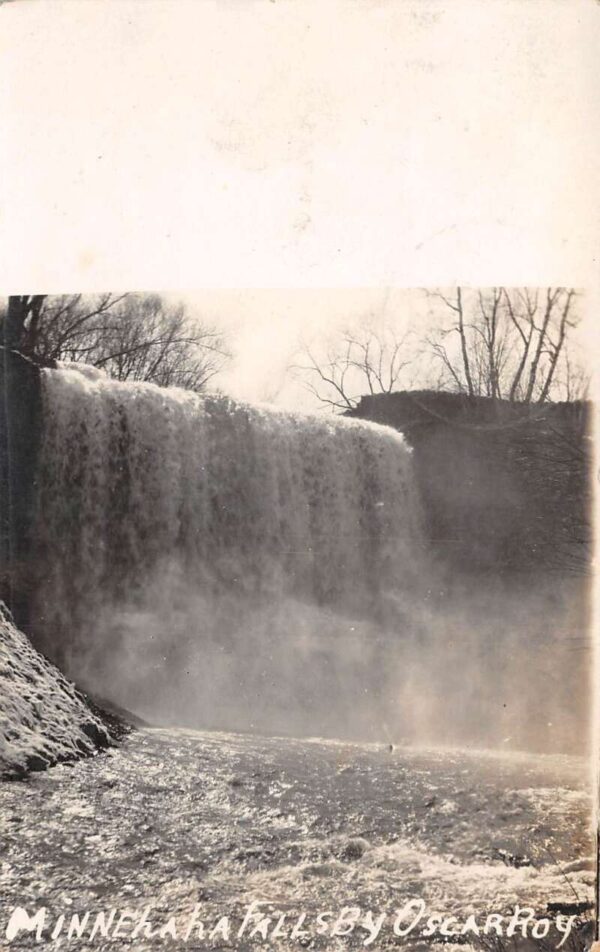 Minnesota Minnehaha Waterfalls Oscar Roy Real Photo Vintage Postcard AA93569