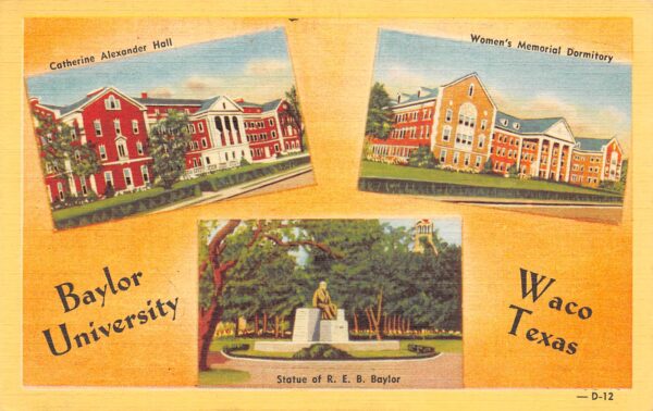 Waco Texas Baylor university, Multi-View Linen, Vintage Postcard U21946