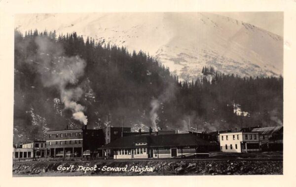 Seward Alaska Government Depot Train Station Real Photo Vintage Postcard AA93601