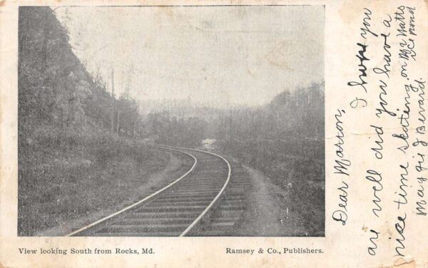 Rocks Maryland View Looking South Railroad Scene Vintage Postcard AA93607