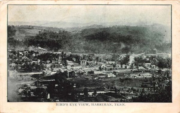 Harriman Tennessee Birds Eye View Vintage Postcard AA93620