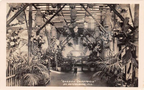 St Petersburg Florida Garden Cafeteria Interior View Real Photo Postcard AA93623