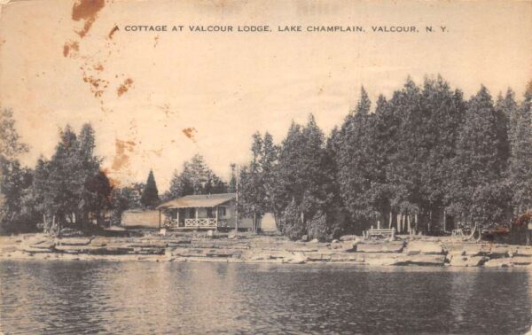 Valcour New York Lake Champlain Valcour Lodge Cottage Postcard AA93629